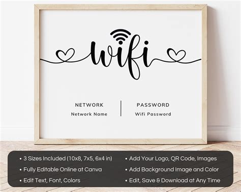 Wifi Sign Printable Editable Free Wifi Sign Template Wifi Etsy