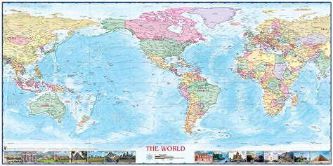 World Political USA Centered Wall Map by Compart Maps - MapSales