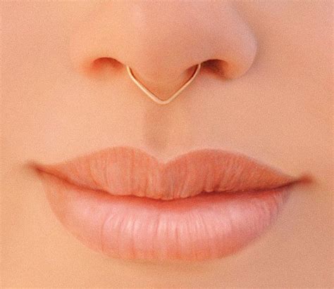 Fake Septum Ring Clip On Gold Nose Ring Fake Piercing Fake Etsy