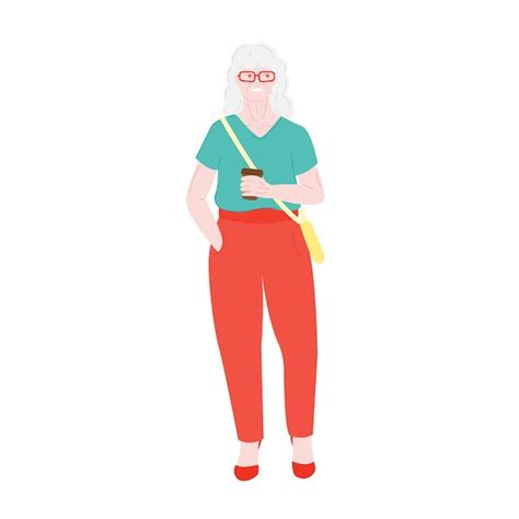 premium vector old woman senior grandmother and pensioner elderly gray haired active beautiful