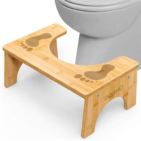 Dorpu Toilet Stool Bamboo Anti Slip Bathroom Stool For Adults Sturdy