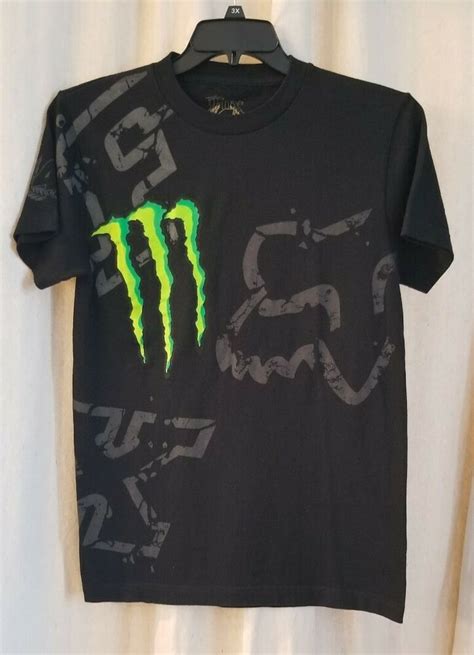 Monster Energy Drink FOX 4 Racing Monster Theme T Shirt Black Green