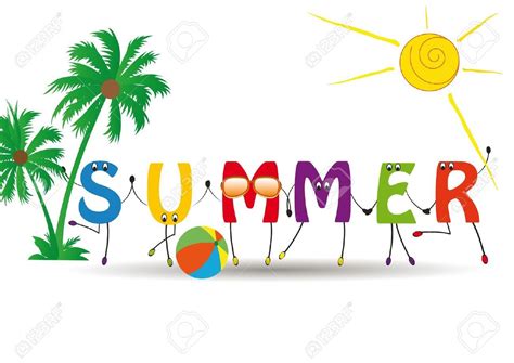 The Word Summer Effh Written In Colorful Letters With Cartoon