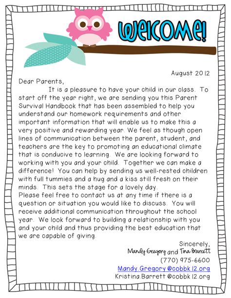 Sample Welcome Letter To Students From Teacher