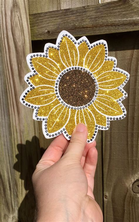 Sunflower Car Decalglitter Sunflower Decalsunflower Etsy