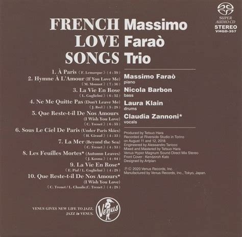 The Massimo Farao Trio French Love Songs 2018 2020 Sacd