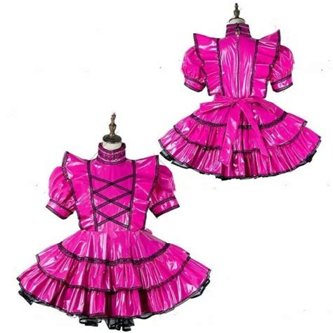 sissy maid hot pink pvc dress lockable uniform cosplay tailor made £60 85 picclick uk
