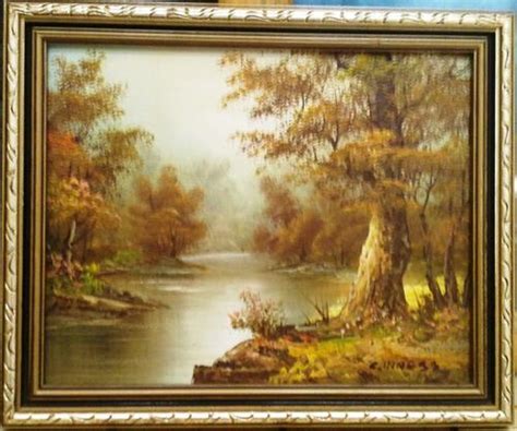 Oils Framed Original Painting On Canvas Board Landscape Signed By