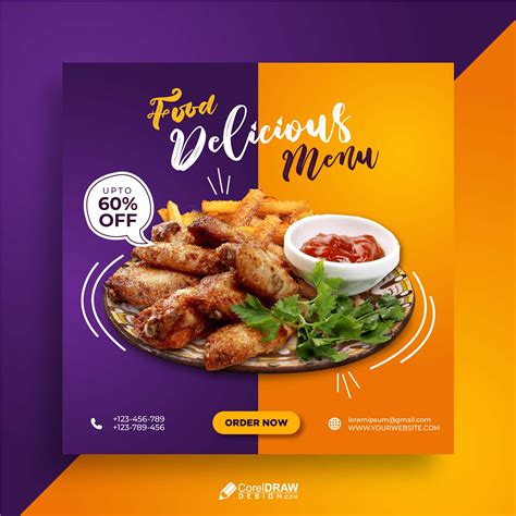 Download Beautiful Funky Delicious Food Menu Social Media Banner Poster