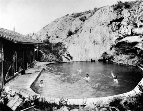 History Enjoying A Swim At Banff National Parks Hot Springs Circa