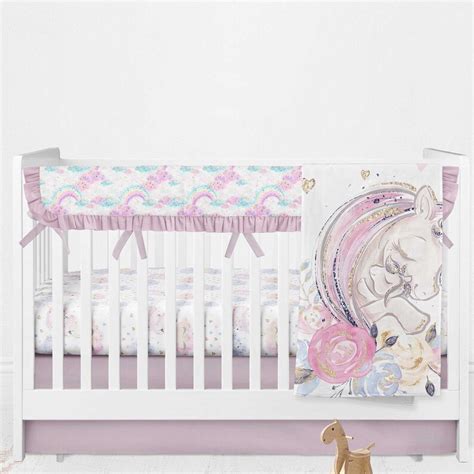 Crib Bedding Unicorn Baby Girl Crib Bedding Pink Purple Etsy