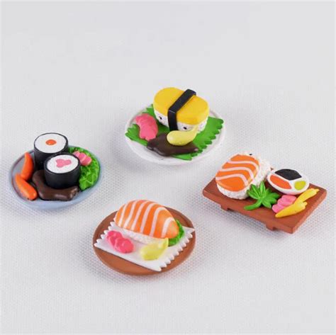 4pcsset Cute Mini Food Japanese Food Sushi Action Figure Set