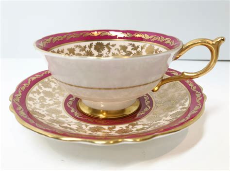 Paragon Tea Cup and Saucer, Double Warranty, Beige Raspberry Gold Cup ...