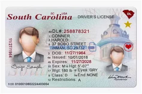 South Carolina Driver License Template V2 2023
