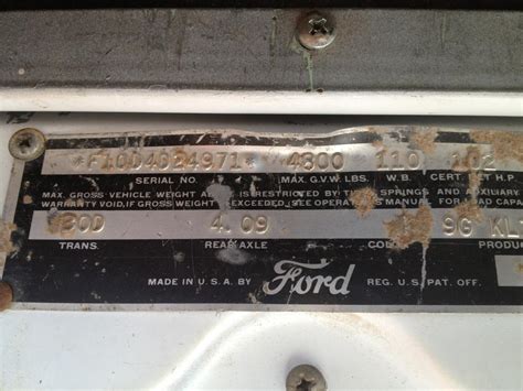 Ford Serial Numbers For Trucks