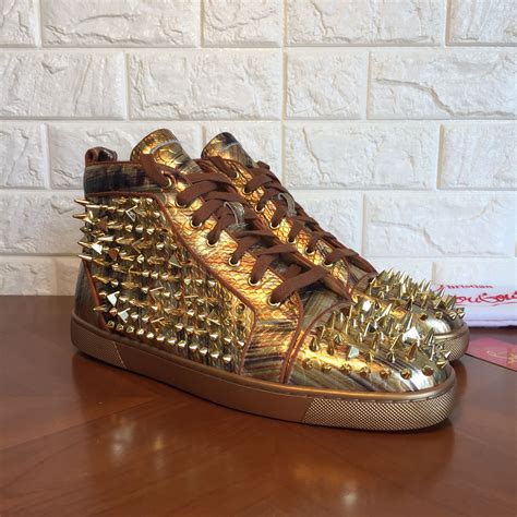 Christian Louboutin Man High Tops Sneakers Gold Color With Spikes Christian Louboutin Men