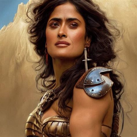 Lexica A Portrait Of Salma Hayek As A Barbarian Detailed Centered