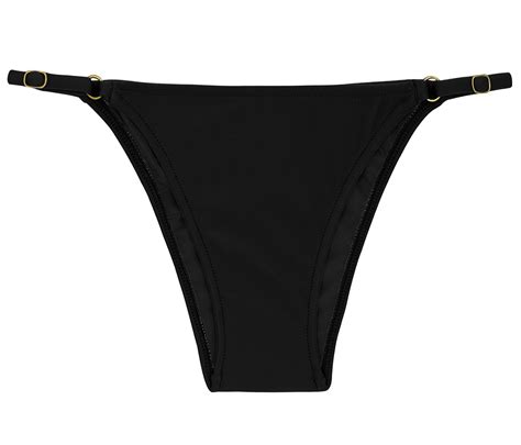 Black Side Adjustable Brazilian Bikini Bottom Bottom Preto Arg Fixo