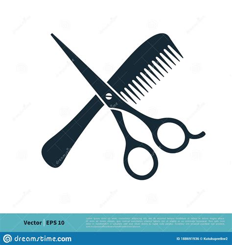 Scissor And Comb Barbershop Icon Vector Logo Template Illustration Design Vector EPS Stock
