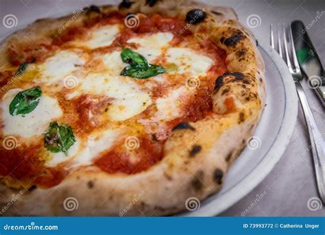 An Authentic Pizza Margherita Stock Photo Image Of Indoors Meal