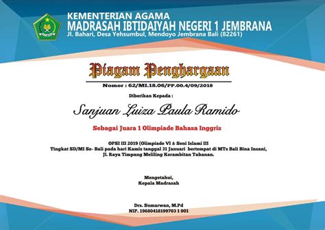 Contoh piagam penghargaan bahasa arab. Piagam Penghargaan Juara - Jawaban Soal 2021