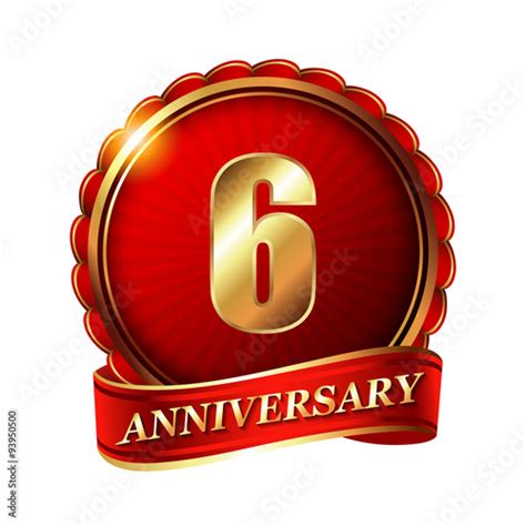 Years Anniversary Golden Label With Ribbon Stock Illustration
