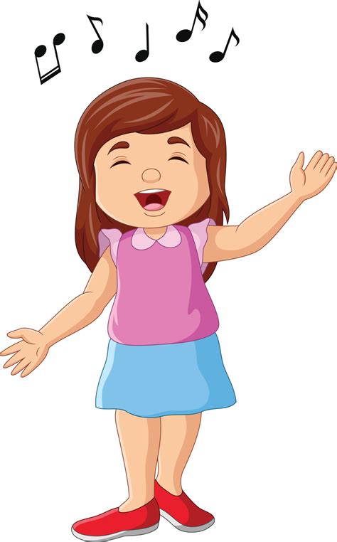 Cute Little Girl Cartoon Singing 15219824 Vector Art At Vecteezy