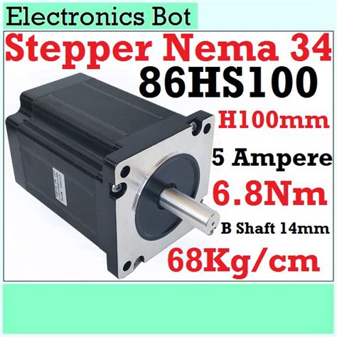 Jual Motor Stepper Nema 34 86hs100 68nm 100mm 5a Shaft 14mm Cnc Laser
