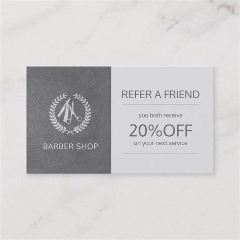 Barber Shop Silver Grey Logo Referral Template Zazzle Referral