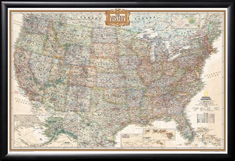 Framed National Geographic United States Executive Push Pin Map 24x36