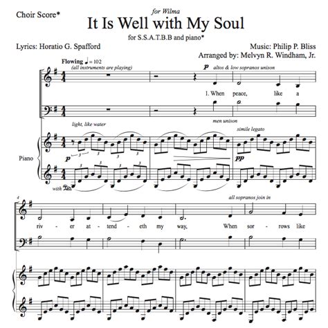 It Is Well With My Soul Sheet Music For Choir Ssatbb And Piano