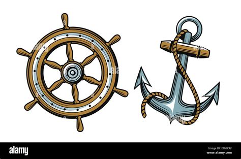 Nautical Concept Set Of Objects Vector Illustration Stock Vector Image