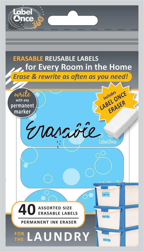 Jokari Label Once Laundry Room Erasable Labels Kit With 80