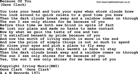 Because Of You By The Byrds Lyrics With Pdf