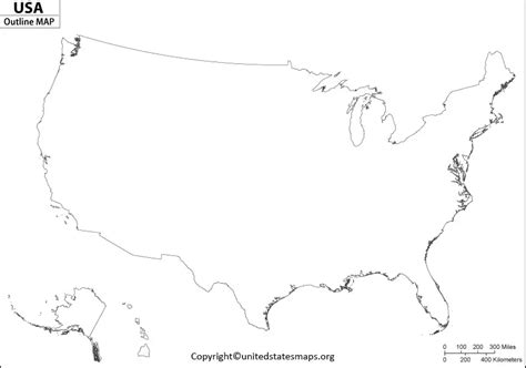 Printable And Blank Map Of Usa Outline Worksheets In Pdf