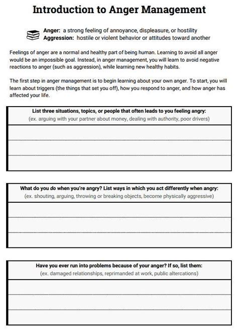 Introduction To Anger Management Worksheet All In Your Mind Anger