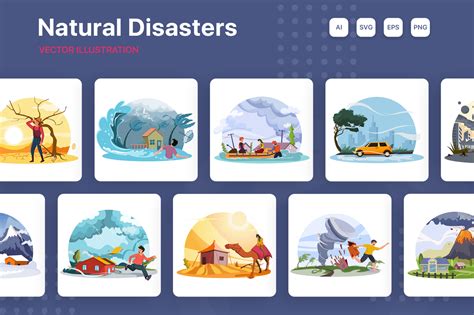 M150natural Disasters Illustrations On Yellow Images Creative Store
