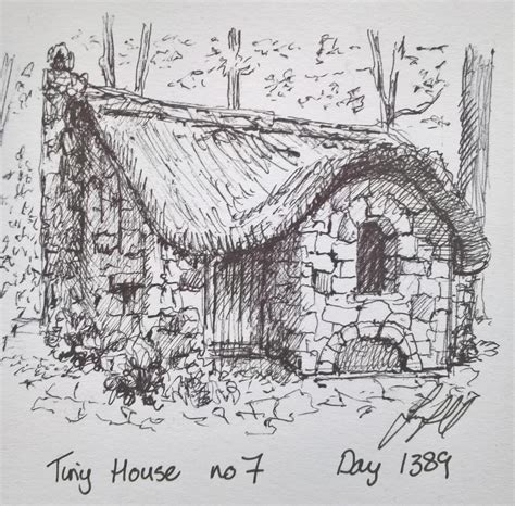 Stone Cottage For Dailysketch 1389 Pen Art Drawings Cottage