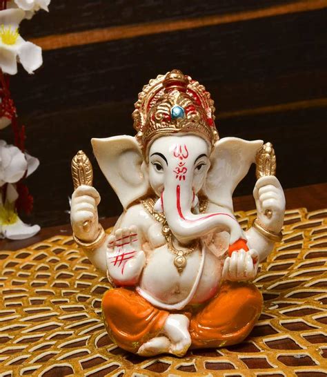 Karigaari India Handcrafted Resine Sitting Ganesha Idol Sculpture