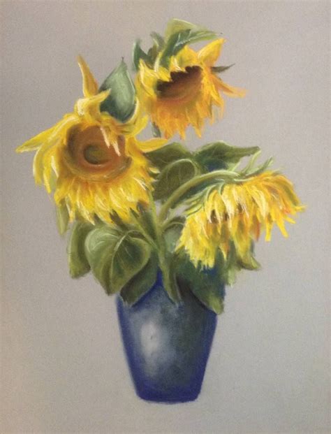 Sunflowers In The Blue Vase Drawing Drawings Blue Vase Art