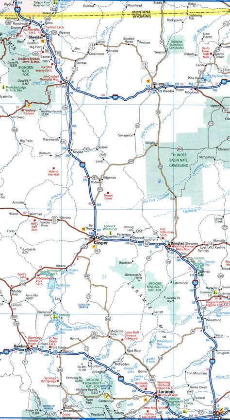 Map interstate highway I-25 New Mexico, Colorado, Wyoming with