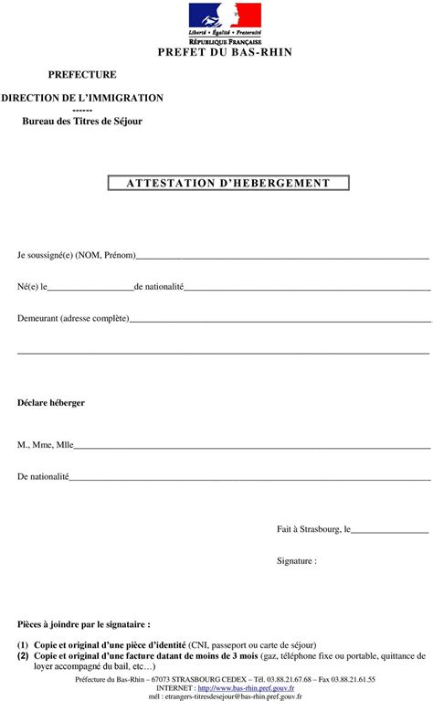 Attestation D H Bergement Pdf Attestation D Hebergement Doc Pdf Page