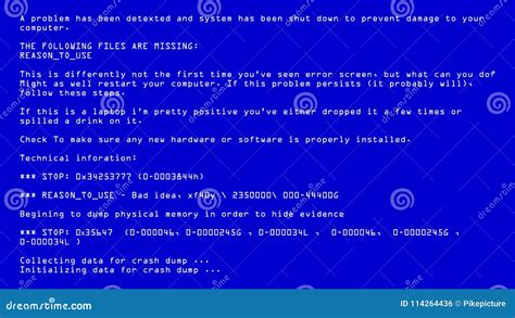Cran Bleu De Vecteur De La Mort Bsod Erreur Mortelle D Ordinateur De La Mort Rapport D Arr T Du
