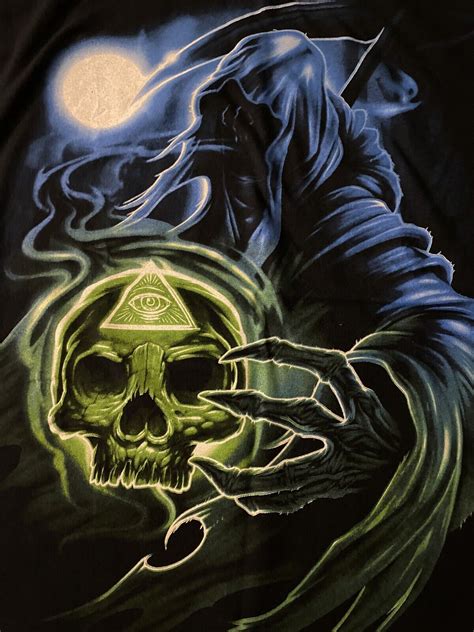 Grim Reaper Illuminati All Seeing Eye Skull Black Shi Gem