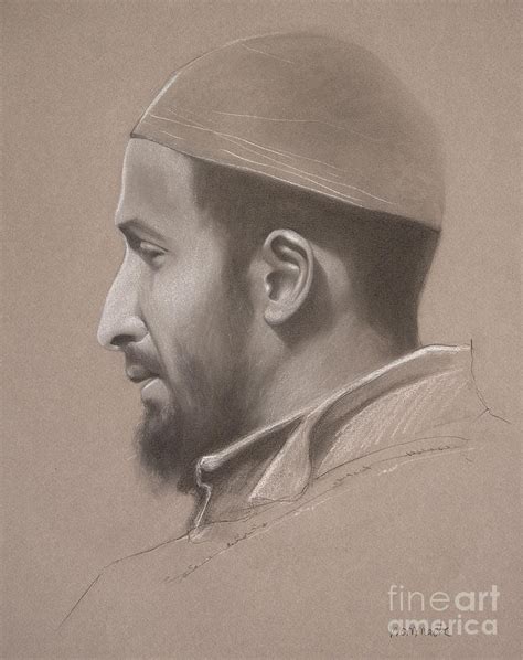 Portrait Of Muslim Man Drawing By Jonathan Wommack