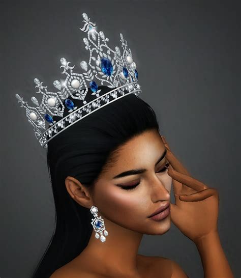 Midnight Blue Diamond Crown Sims 4 Blue Diamond Earrings Sims