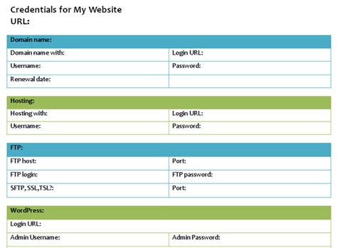 Logins Passwords And Credentials For Your Business Website