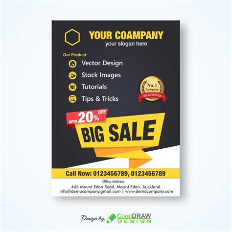 Download Yellow Black Sale Discount Pamphlet Flyer Coreldraw Design