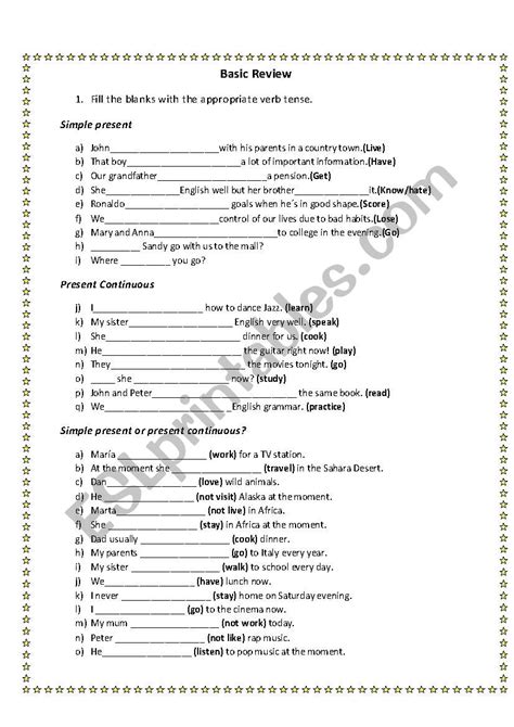 Basic Review Esl Worksheet By Bruakimoto