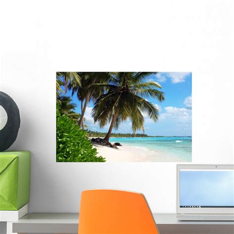 Tropical Island Beach With Wall Mural By Wallmonkeys Peel And Stick